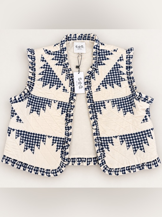 Sea New York Jackets & Blazers - NWT Sea New York Gloucester Gingham Quilted Ruffle Vest Medium